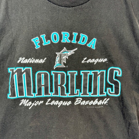 GSA Florida Marlins Sleeveless T-Shirt MLB Baseball Black Sz S/M No tag Y2K - Picture 2 of 7